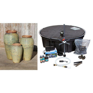 Tuscany FNT40714 Ceramic Triple Vase Complete Fountain Kit Vase Fountain Blue Thumb